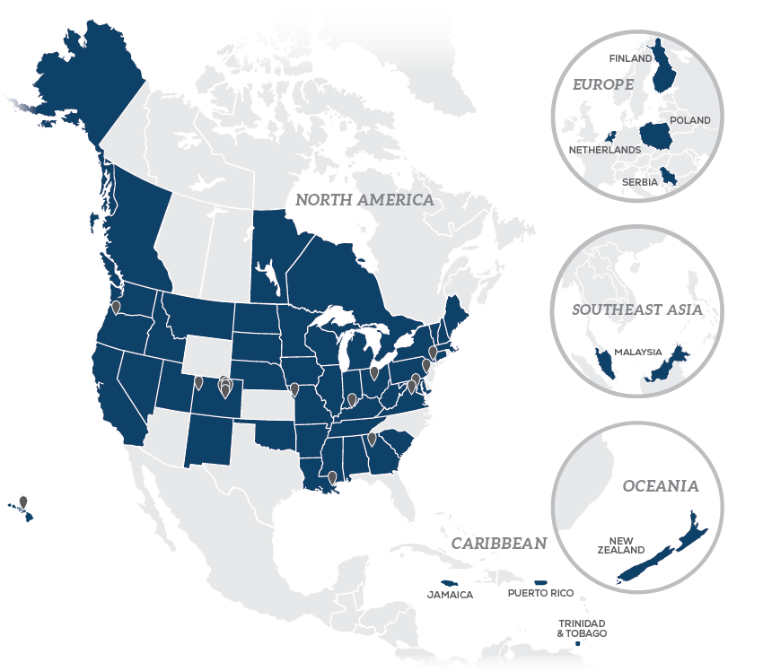 Map showing location of FAST government agency clients around the world
