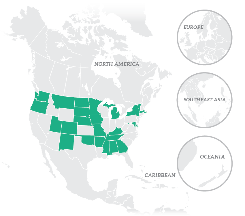 Map showing location of FAST government agency clients around the world